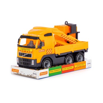 "Volvo", автомобиль-кран с манипулятором+конструктор "Супер-Микс"- 30 элементов на поддоне (в лотке)