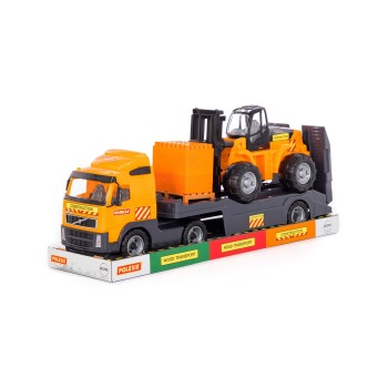 "Volvo", автомобиль-трейлер + автокар + конструктор "Супер-Микс" - 30 элементов на поддоне (в лотке)