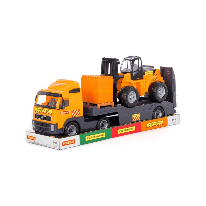 "Volvo", автомобиль-трейлер + автокар + конструктор "Супер-Микс" - 30 элементов на поддоне (в лотке)