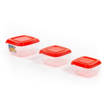 Набор ёмкостей №3 (квадратные с крышками): ёмкости №№ 36 (0,9 л), 37 (1,5 л), 38 (2,4 л)