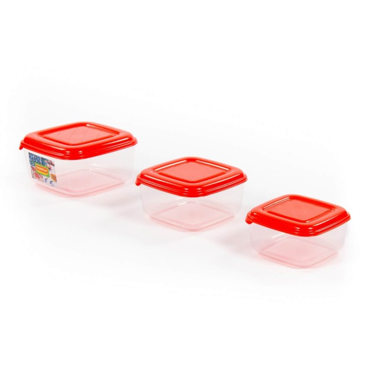 Набор ёмкостей №3 (квадратные с крышками): ёмкости №№ 36 (0,9 л), 37 (1,5 л), 38 (2,4 л)