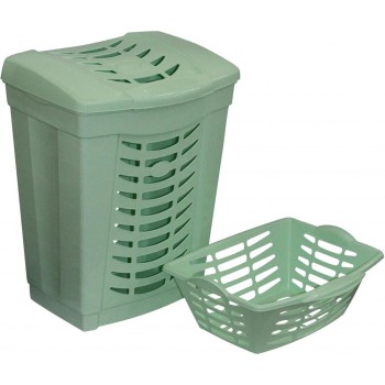 Корзина для белья №1 с крышкой, 480х390х615 мм, 60 литров + корзинка