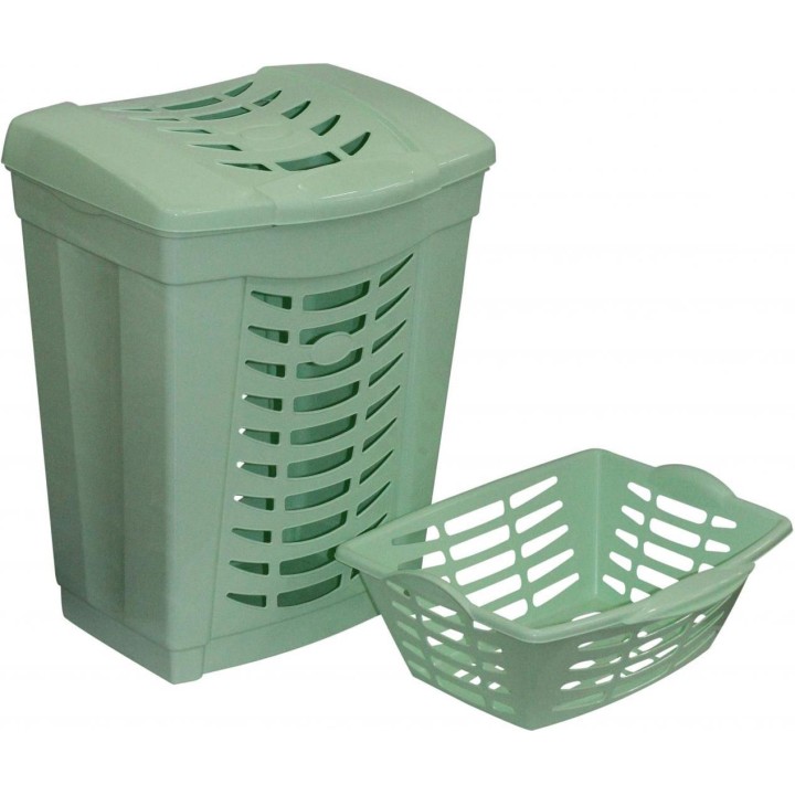 Корзина для белья №1 с крышкой, 480х390х615 мм, 60 литров + корзинка