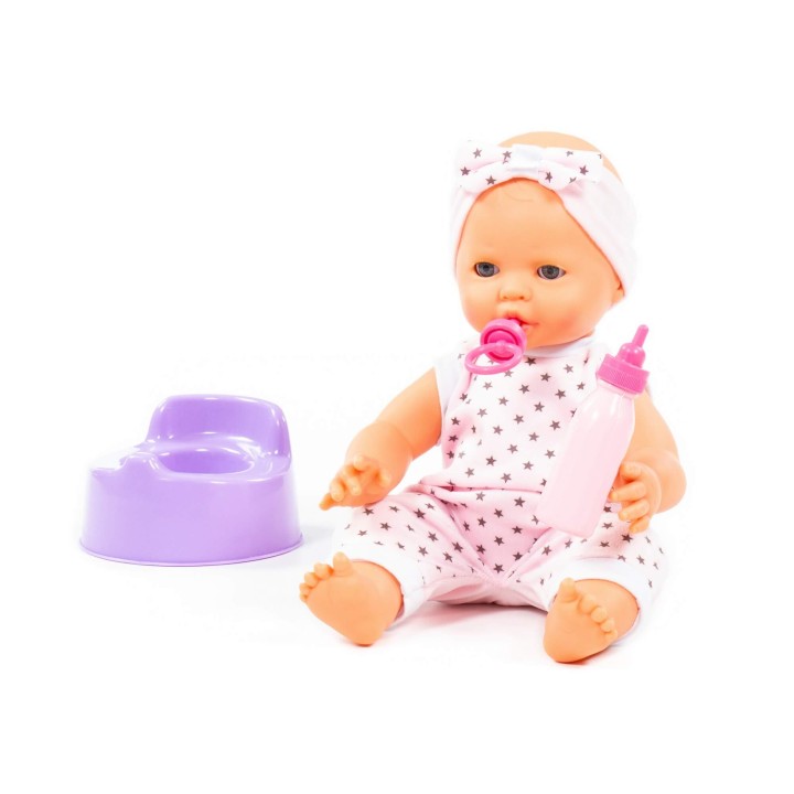 Пупс "Забавный" (35 см) с соской, бутылочкой и горшком (в пакете)