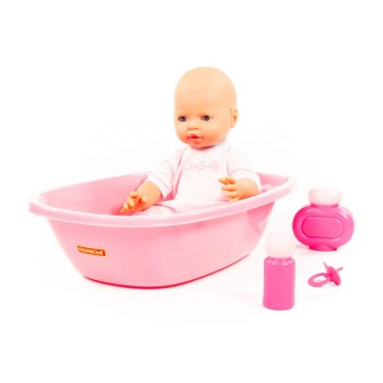 Пупс "Забавный" (35 см) с соской и набором для купания (в пакете)