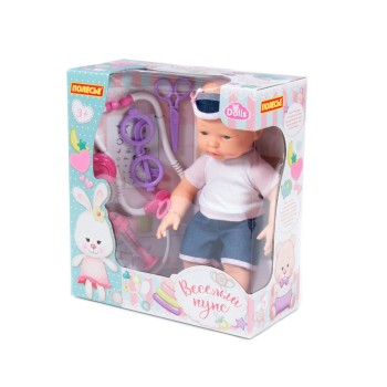 Пупс "Весёлый" (35 см) с соской + набор "Доктор" (4 элемента) (в коробке)