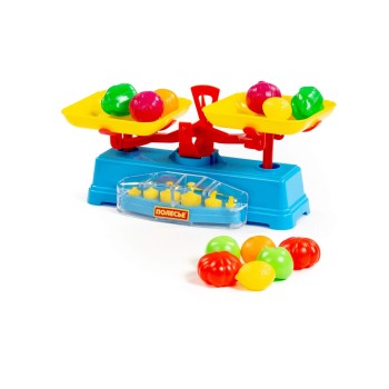 Игровой набор "Весы" + набор продуктов (12 элементов) (в сеточке)