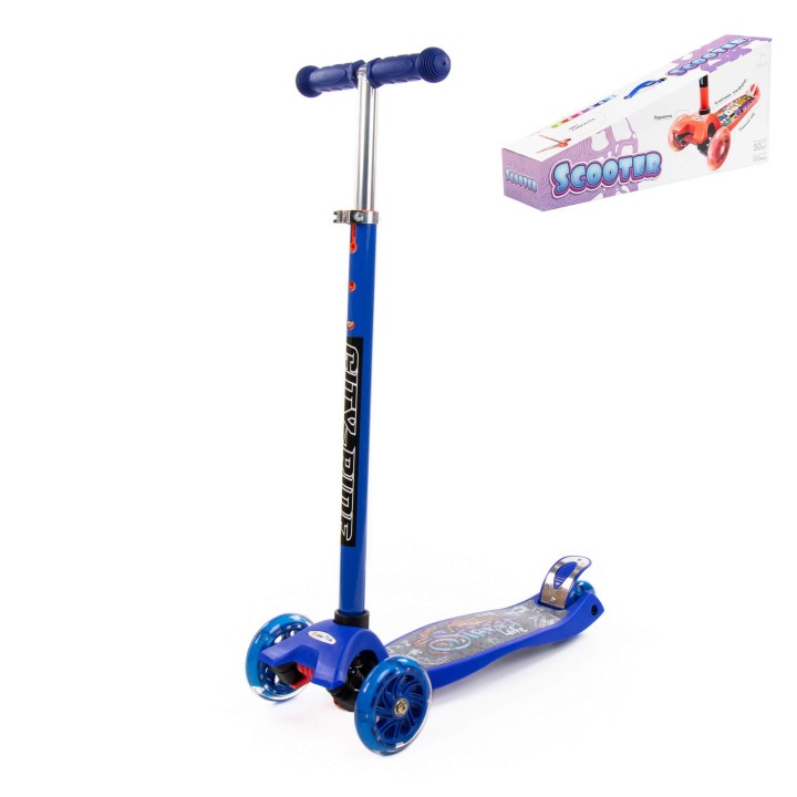#0072 Детский самокат (с наклейкой V1) (синий) (в коробке)