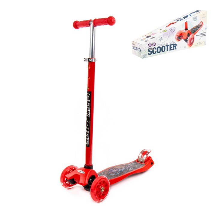 #0072 Детский самокат (с наклейкой V2) (красный)