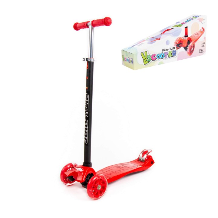 # 0072 Детский самокат (красно-чёрный) (в коробке)