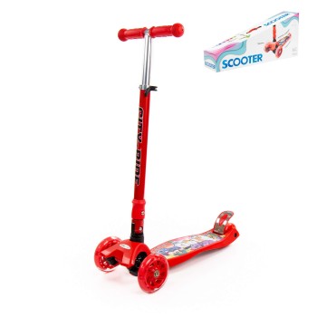 #0072C Детский самокат (со складной ручкой) (с наклейкой V1) (красно-чёрный)