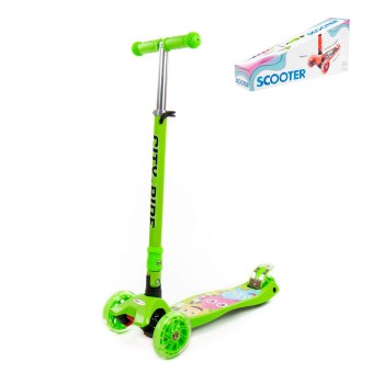 #0072С Детский самокат (со складной ручкой) (с наклейкой V1) (зелёный)