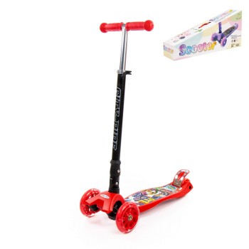 #0072C Детский самокат (со складной ручкой) (с наклейкой V2) (красно-чёрный)