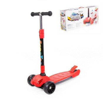 TJ-705L Детский самокат (со складной ручкой) (красно-чёрный) (в коробке)