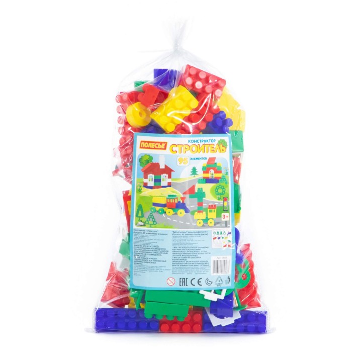 Конструктор "Строитель" (Средний, 95 элементов) (в мешке)