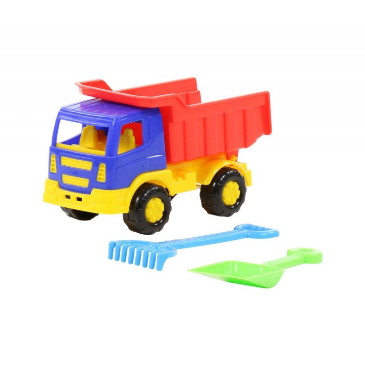 Набор №303: "Тёма", автомобиль-самосвал + лопатка малая №3, грабельки малые №3