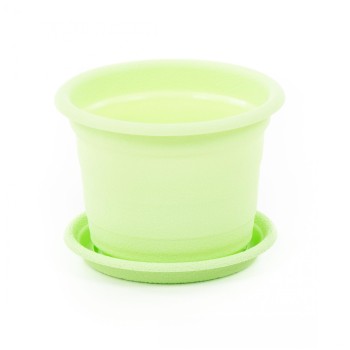 Горшок цветочный "Ксения" №1 с поддонником - 0,25 л (бледно-зелёный)