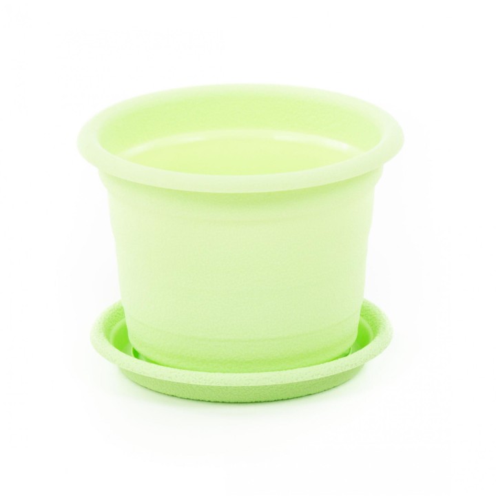 Горшок цветочный "Ксения" №1 с поддонником - 0,25 л (бледно-зелёный)