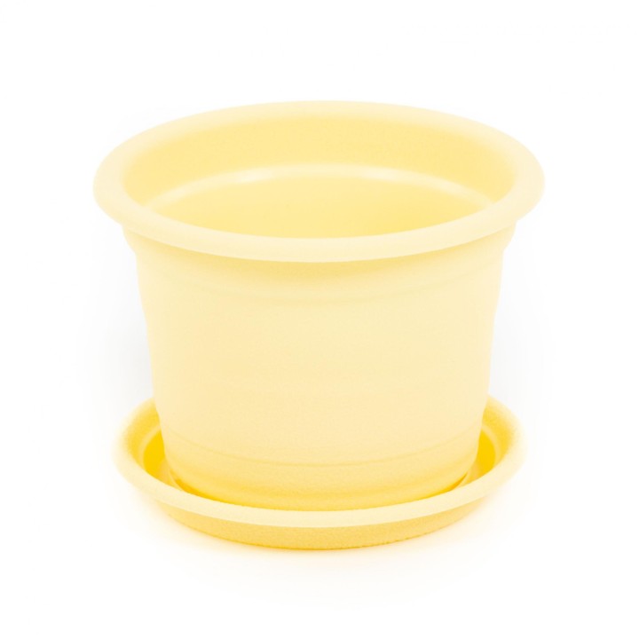 Горшок цветочный "Ксения" №2 с поддонником - 0,45 л (бледно-жёлтый)