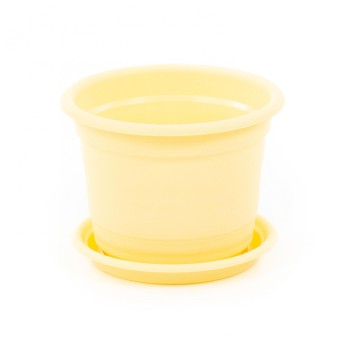 Горшок цветочный "Ксения" №3 с поддонником - 0,75 л (бледно-жёлтый)