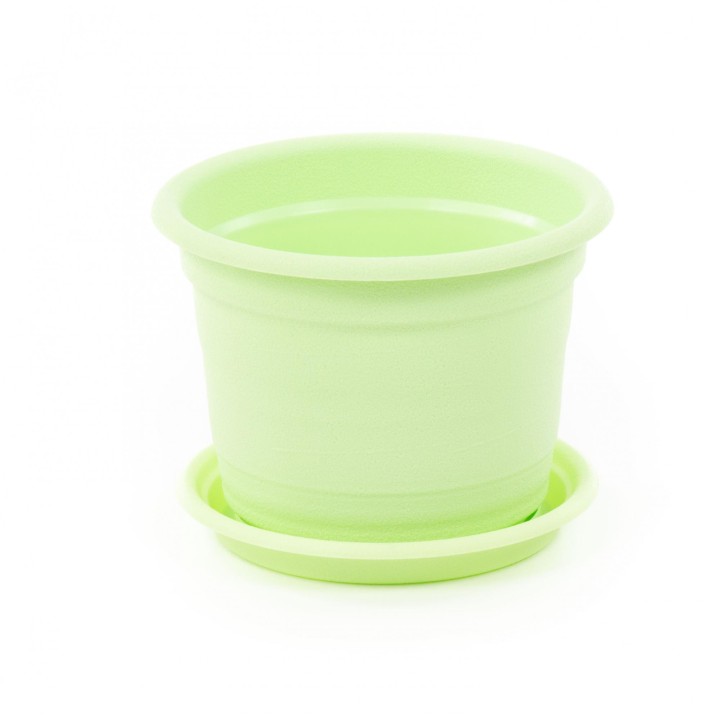 Горшок цветочный "Ксения" №3 с поддонником - 0,75 л (бледно-зелёный)