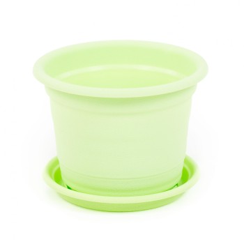 Горшок цветочный "Ксения" №4 с поддонником - 1,25 л (бледно-зелёный)