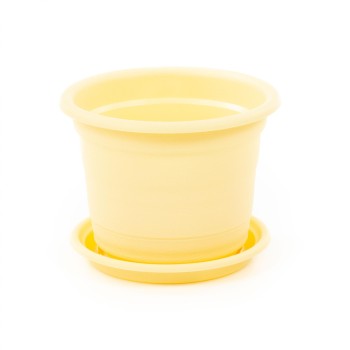 Горшок цветочный "Ксения" №5 с поддонником - 2 л (бледно-жёлтый)