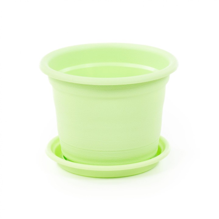 Горшок цветочный "Ксения" №5 с поддонником - 2 л (бледно-зелёный)