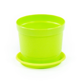Горшок цветочный "Жасмин" Ø89 мм с поддонником - 0,3 л (лимонно-зелёный)