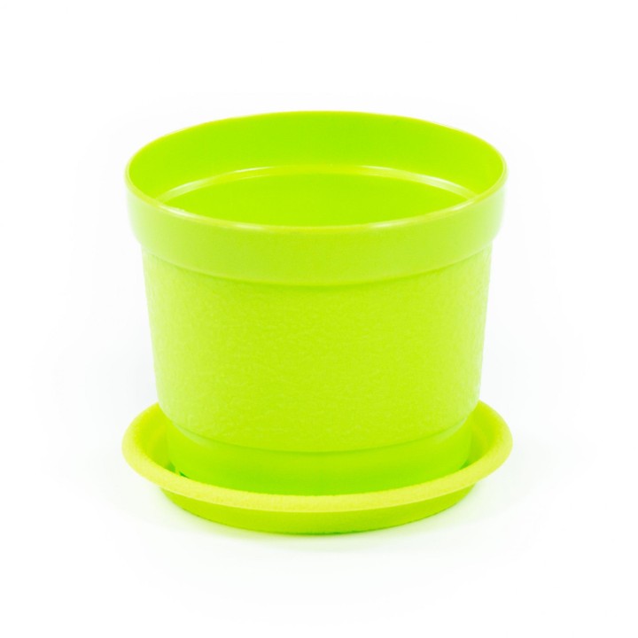 Горшок цветочный "Жасмин" Ø89 мм с поддонником - 0,3 л (лимонно-зелёный)