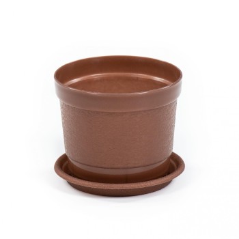 Горшок цветочный "Жасмин" Ø89 мм с поддонником - 0,3 л (коричневый-перламутр)