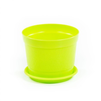 Горшок цветочный "Жасмин" Ø132 мм с поддонником - 0,8 л (лимонно-зелёный)