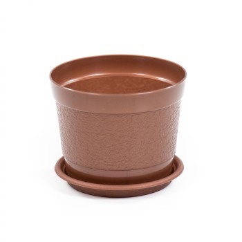 Горшок цветочный "Жасмин" Ø132 мм с поддонником - 0,8 л (коричневый-перламутр)