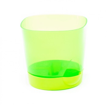 Горшок цветочный №2 с поддонником, 1,4 литра (прозрачно-зелёный)